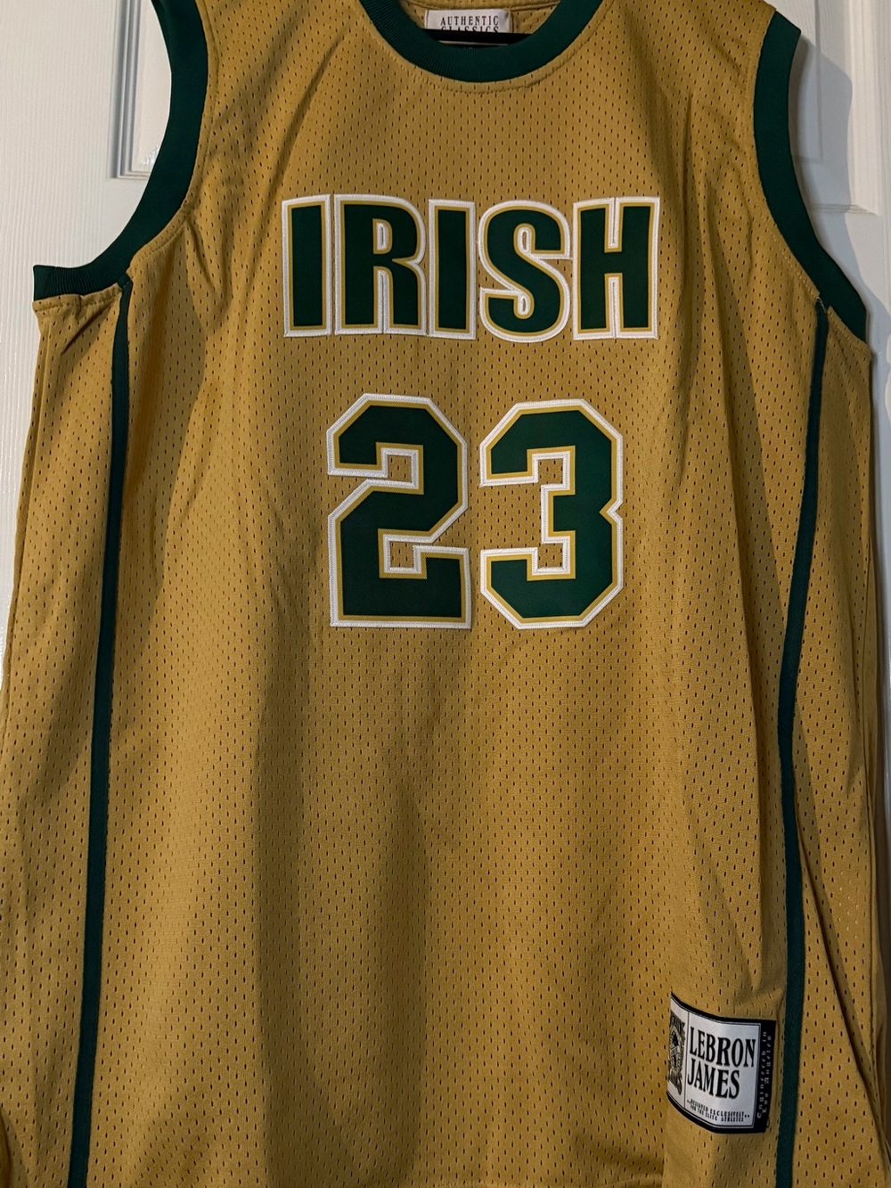 Lebron James high school Irish #23 Gold Basketball Jersey